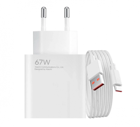 Tinklo įkroviklis 220V USB 67W Xiaomi BHR9465EU su USB C laidu 1m baltas originalas